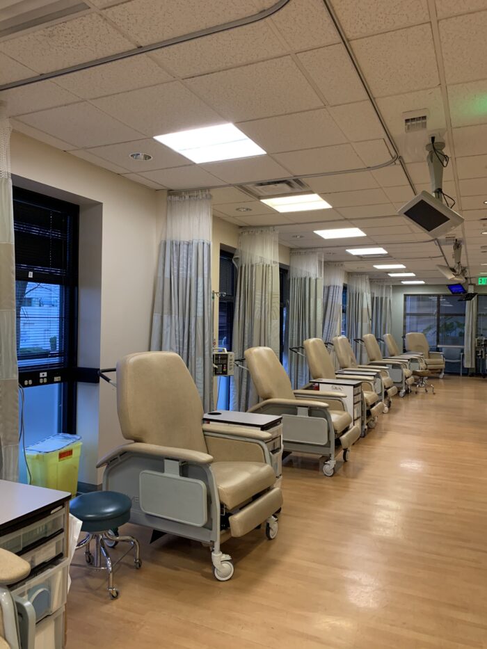 line of patient chairs